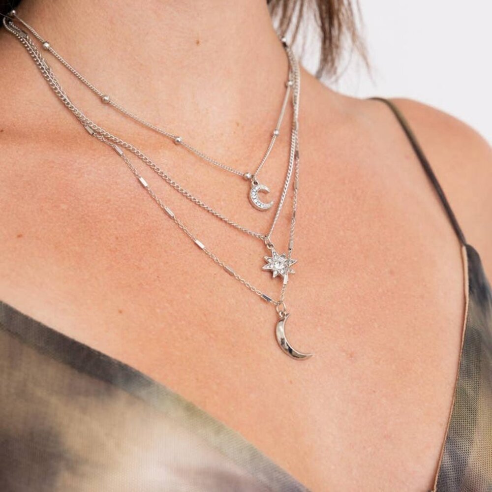 NWT Celestial Layered Necklace - Moon and Star Charms